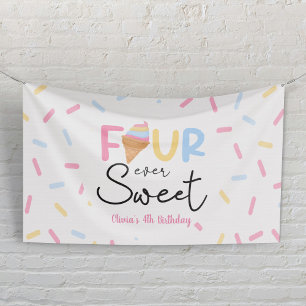 Four Ever Sweet Ice Cream 4th Birthday Party Banner