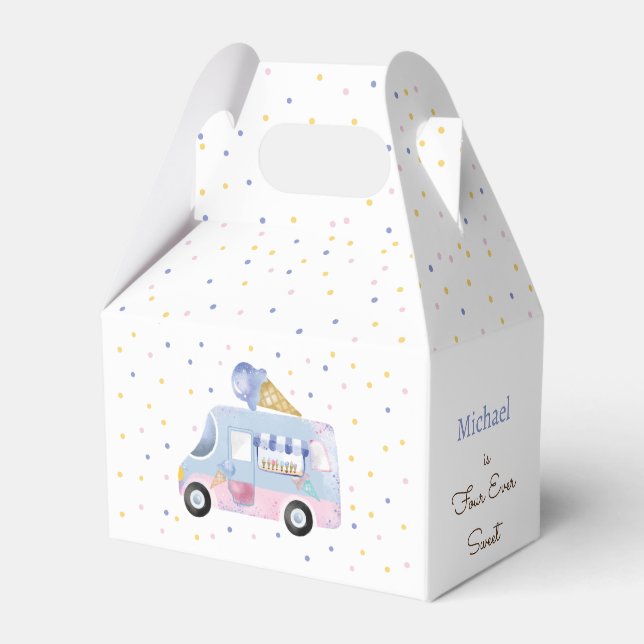 Four ever sweet ice cream truck forth birthday favour box (Front Side)