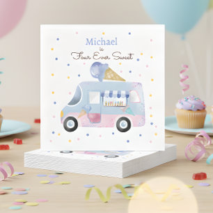 Four ever sweet ice cream truck forth birthday napkin