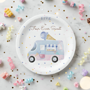 Four ever sweet ice cream truck forth birthday paper plate