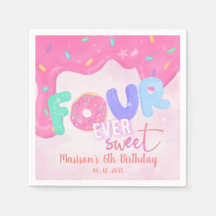 four ever sweet Pink Frosting Girl's Birthday  Napkin