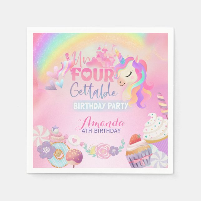 Four ever sweet Unfourgettable Square Sticker Napkin (Front)