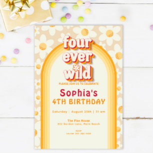 Four Ever Wild 4th Birthday Invitation   Safari Ju