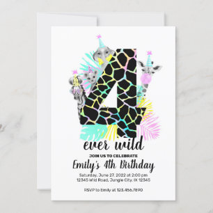 Four ever wild 4th Wild Birthday invitation