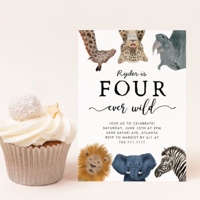 Four Ever Wild Birthday Invitation | Safari Party (Creator Uploaded)