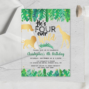 Four Ever Wild Boys 4th Birthday Party Acrylic Invitations