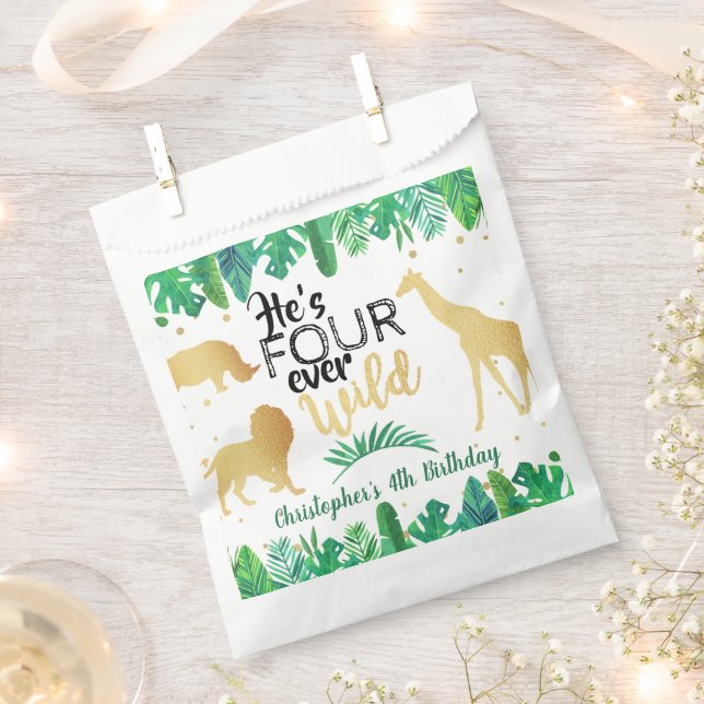 Four Ever Wild Boys 4th Birthday Party Favour Bag (Clipped)