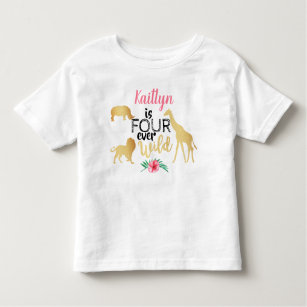 Four Ever Wild Jungle Safari Girls 4th Birthday Toddler T-Shirt