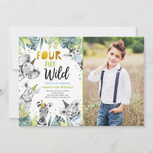 Four Ever Wild Party Animals Safari Boy Birthday I Invitation