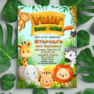 Four Ever Wild Safari Birthday Invitation