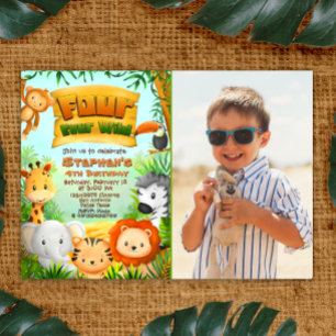 Four Ever Wild Safari Birthday with Photo Invitation