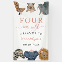 Four Ever Wild Safari Theme Girl's 4th Birthday