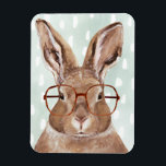 Four-Eyed Forester | Bunny Rabbit Magnet<br><div class="desc">This watercolor print features a bunny wearing eyeglasses | By Victoria Borges. Image ID: 132004GG</div>