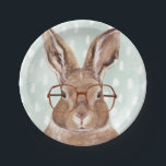 Four-Eyed Forester | Bunny Rabbit Paper Plate<br><div class="desc">This watercolor print features a bunny wearing eyeglasses | By Victoria Borges. Image ID: 132004GG</div>