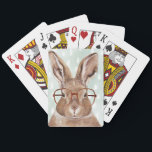 Four-Eyed Forester | Bunny Rabbit Playing Cards<br><div class="desc">This watercolor print features a bunny wearing eyeglasses | By Victoria Borges. Image ID: 132004GG</div>