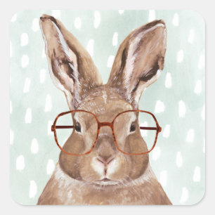 Four-Eyed Forester   Bunny Rabbit Square Sticker