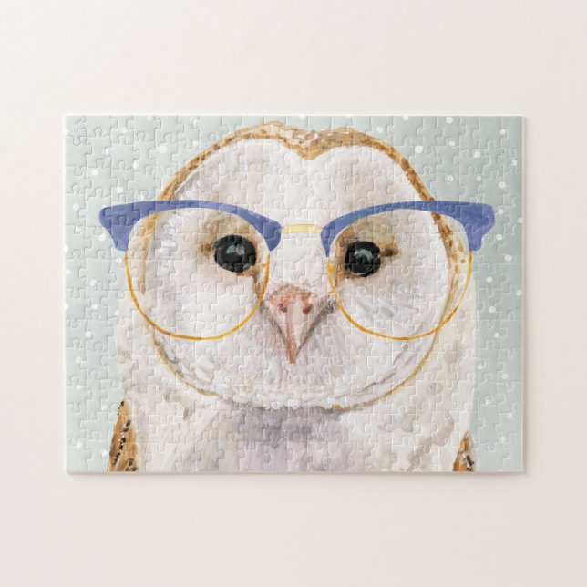 Four-Eyed Forester | Wise Owl Jigsaw Puzzle (Horizontal)