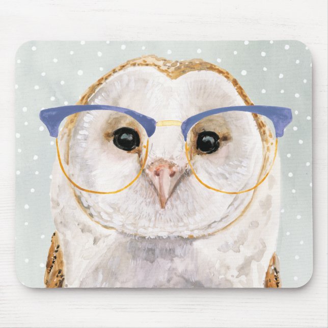 Four-Eyed Forester | Wise Owl Mouse Pad (Front)