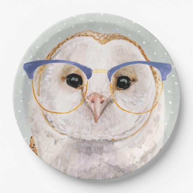Four-Eyed Forester | Wise Owl Paper Plate (Front)