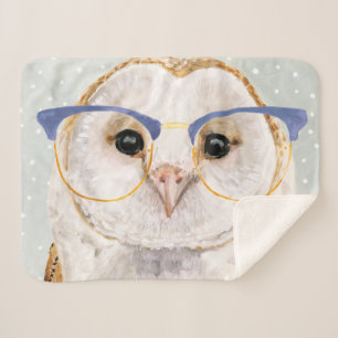 Four-Eyed Forester Wise Owl Sherpa Blanket
