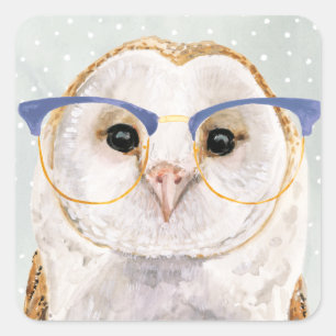 Four-Eyed Forester   Wise Owl Square Sticker
