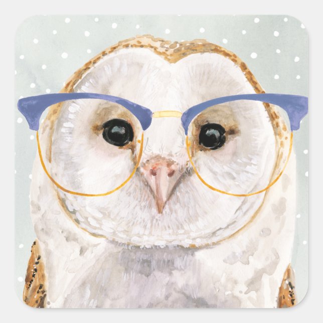 Four-Eyed Forester | Wise Owl Square Sticker (Front)