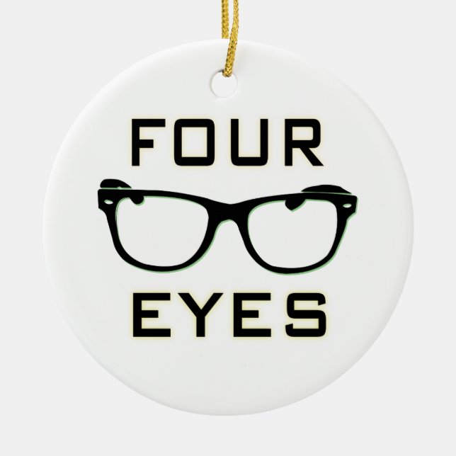 Four Eyes Ceramic Tree Decoration (Front)