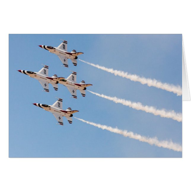 Four F-16 Thunderbirds fly in close formation (Front Horizontal)