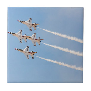 Four F-16 Thunderbirds fly in close formation Ceramic Tile