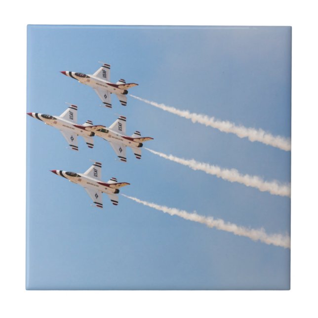 Four F-16 Thunderbirds fly in close formation Ceramic Tile (Front)