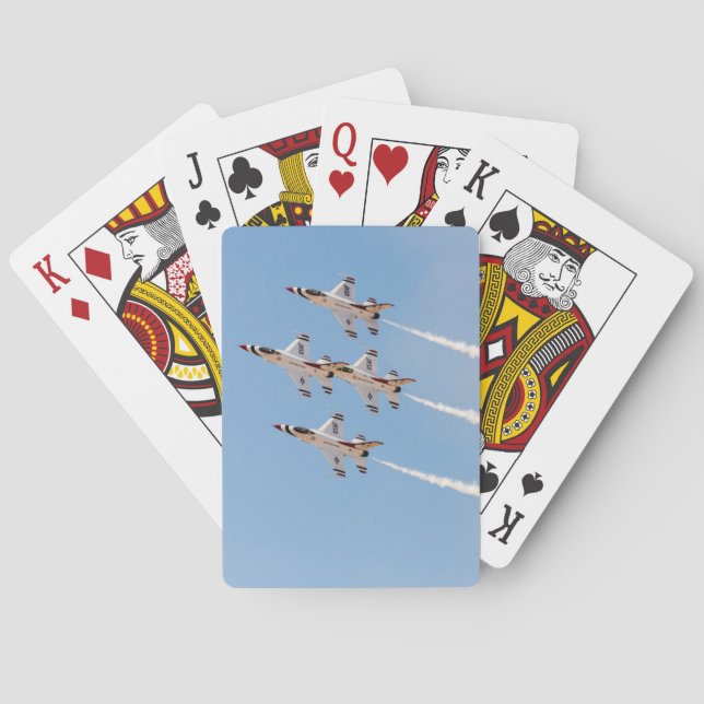 Four F-16 Thunderbirds fly in close formation Playing Cards (Back)