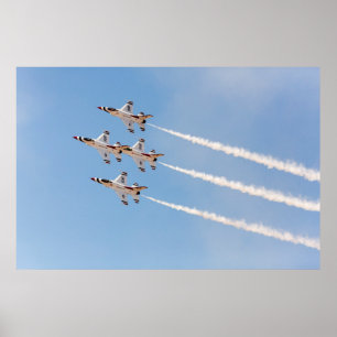 Four F-16 Thunderbirds fly in close formation Poster