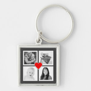 Four Family or Couple Instagram Photos with Heart Key Ring