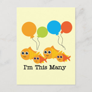 Four Fish I'm This Many Tshirts and Gifts Postcard