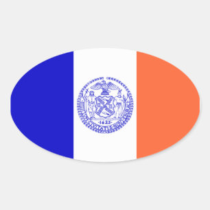 FOUR Flag of New York City Oval Sticker