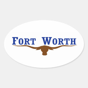 FOUR Fort Worth Flag Oval Sticker