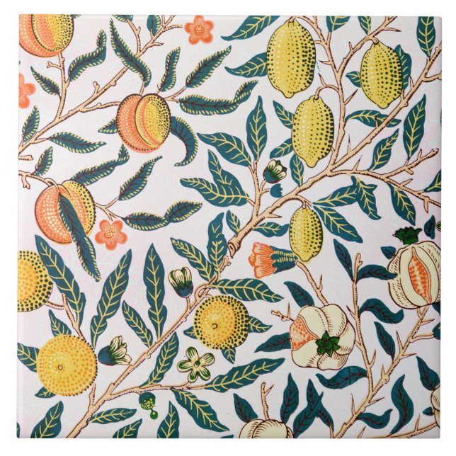 Four Fruit, William Morris Ceramic Tile (Front)