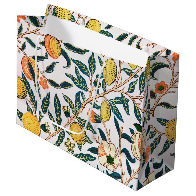 Four Fruit, William Morris Large Gift Bag (Front Angled)