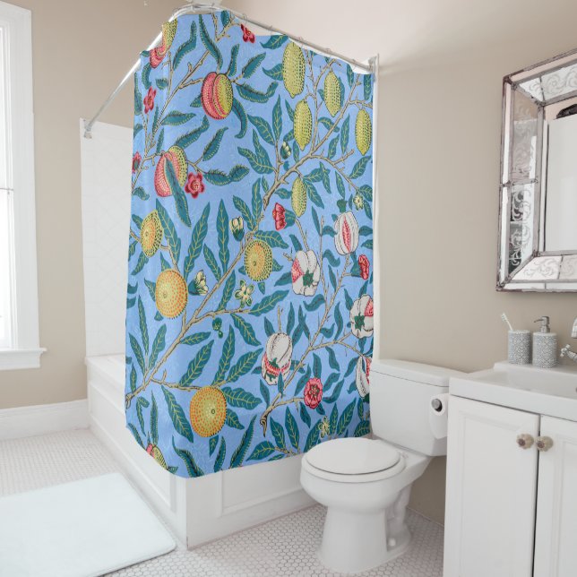 Four Fruit, William Morris Shower Curtain (In Situ)