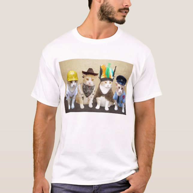 Four Funny Cats T-Shirt (Front)