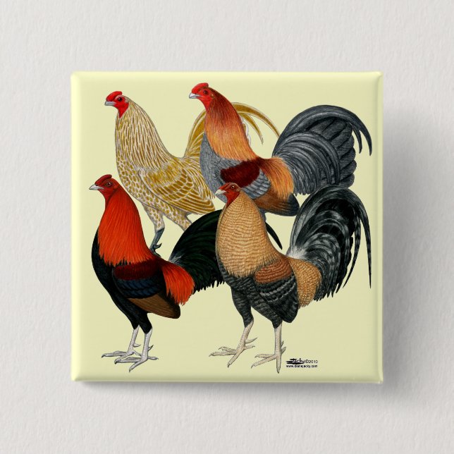 Four Gamecocks 15 Cm Square Badge (Front)