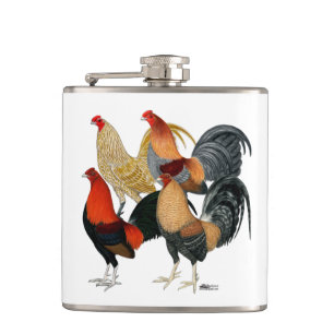 Four Gamecocks Hip Flask