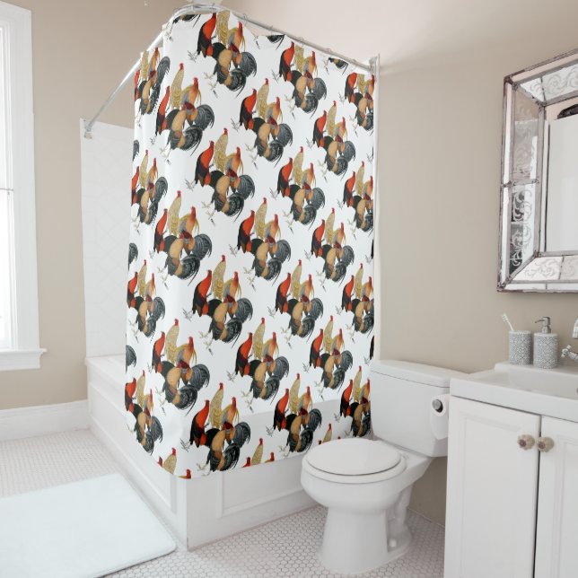 Four Gamecocks Shower Curtain (In Situ)