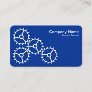 Four Gears III - White on Navy Blue - Grey Back Business Card