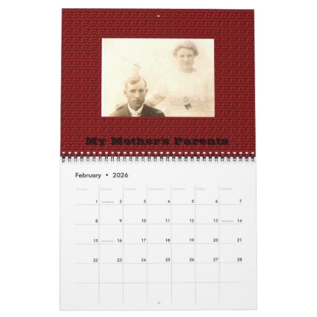 Four Generation Photo Family Tree Calendar (Feb 2026)