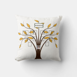 Four-Generation Photo Whispy Gold Family Tree  Cushion