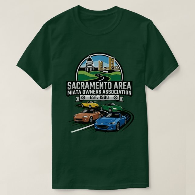 Four Generations of Miatas T-Shirt (Design Front)