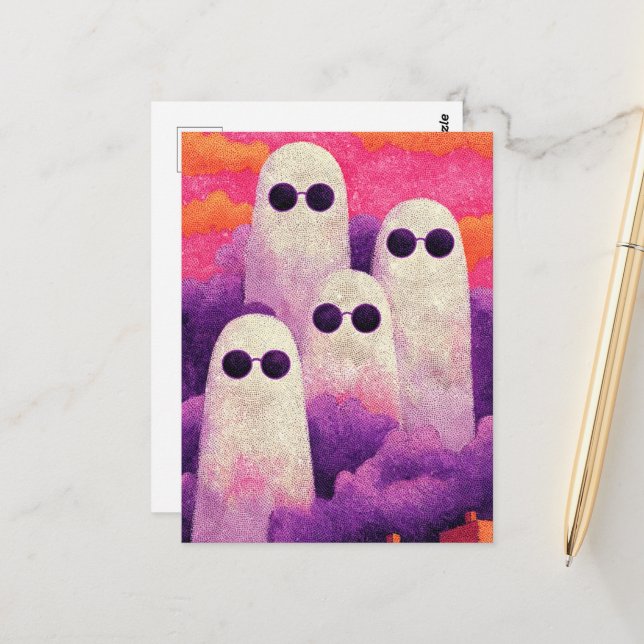 Four Ghosts in Sunglasses Postcard (Front/Back In Situ)