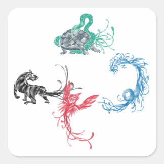 Four Gods Square Sticker
