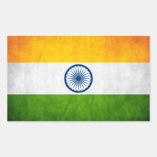 FOUR Grange India National Flag Rectangular Sticker